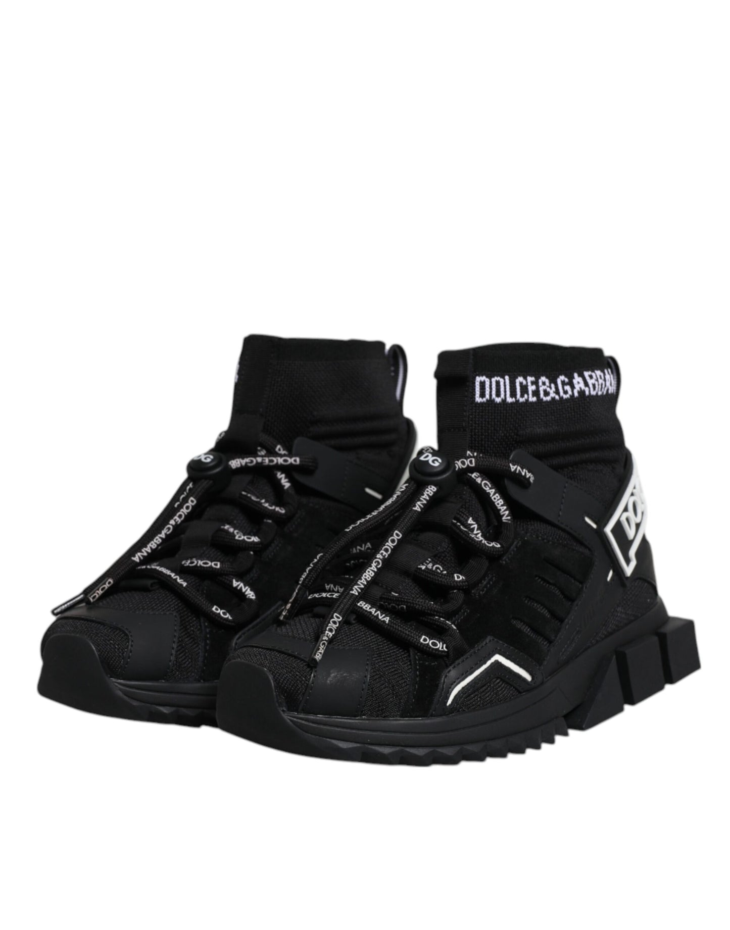 Dolce & Gabbana Black Sorrento Socks Logo Sneakers Shoes