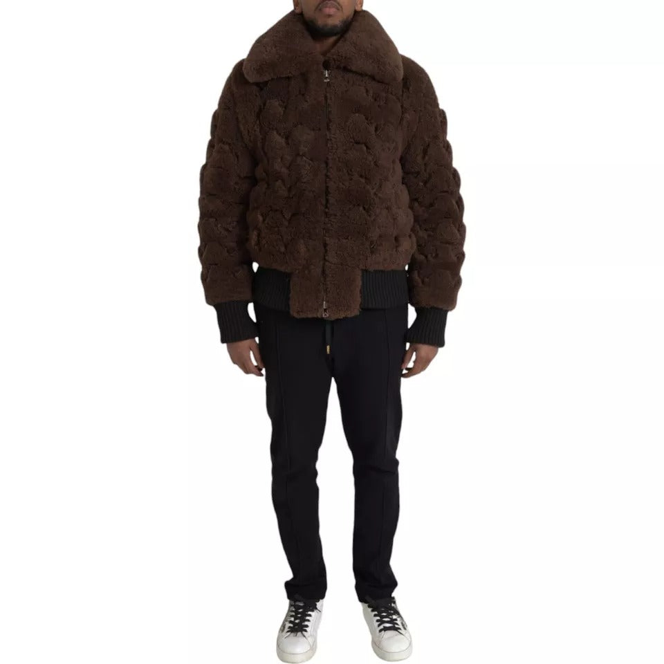 Bottega Veneta Brown Fur Lamb Shearling Coat Jacket