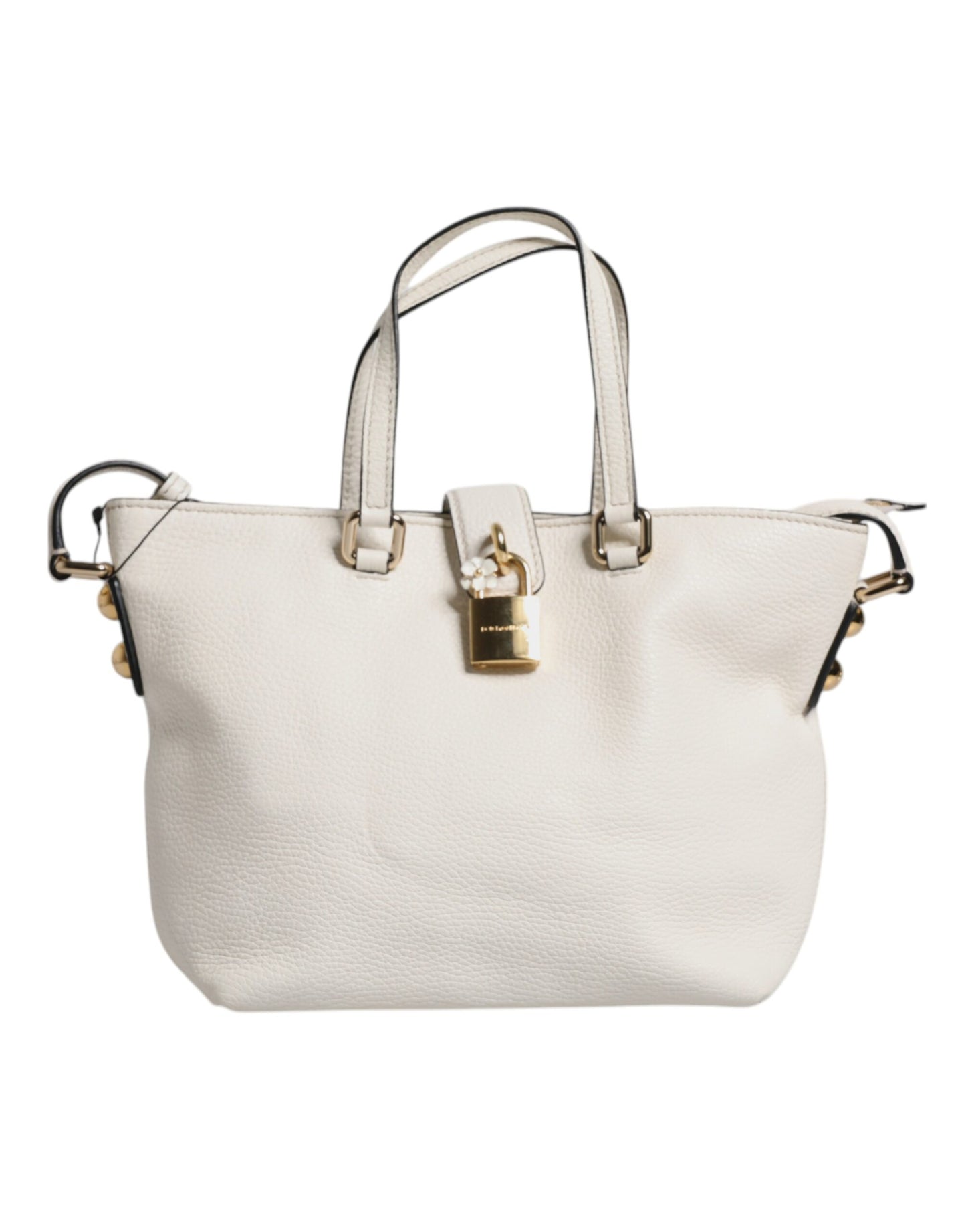 Dolce & Gabbana White Leather Top Handle Tote Crossbody Bag