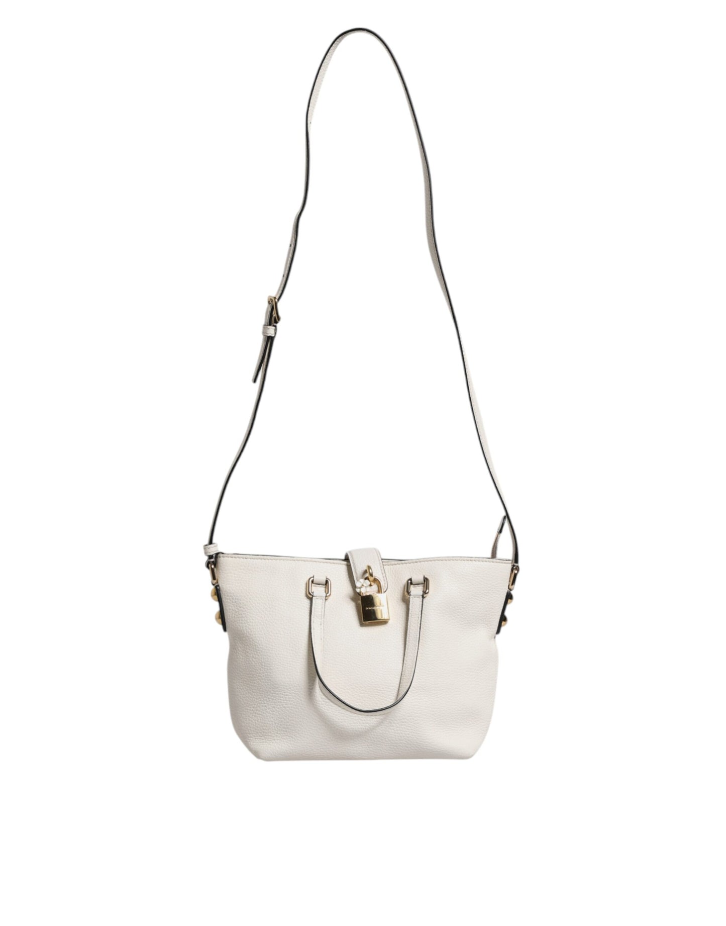 Dolce & Gabbana White Leather Top Handle Tote Crossbody Bag