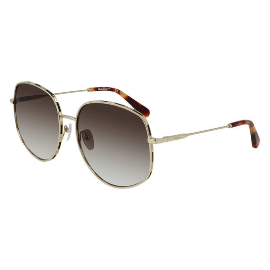 Salvatore Ferragamo Gold Metal Sunglasses