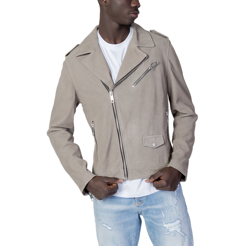 Antony Morato Gray Leather Jacket